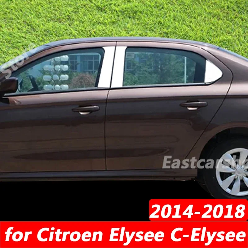 

For Citroen Elysee C-Elysee 2014-2018 Car Door Window Middle Column Trim Decoration Protection Chrome Stainless Steel Strip