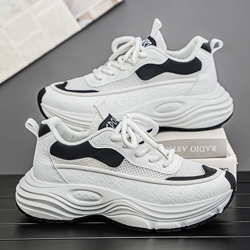 

Autumn Spring Thick Soled Height Increasing Shoes Versatile Color Blocking Personalized Casual Simple Comfortable Men's Shoes