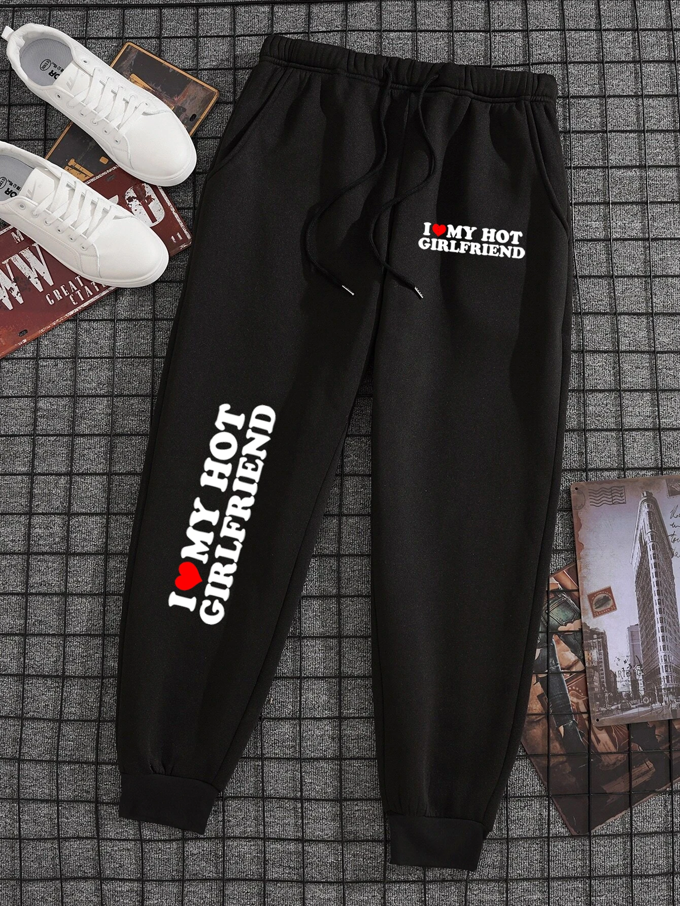 I Love My Hot Girlfriend Male Famale Joggers Warm Casual Clothes Pocket Long Running Pant Drawstring Gym Warm Tracksuit Couple