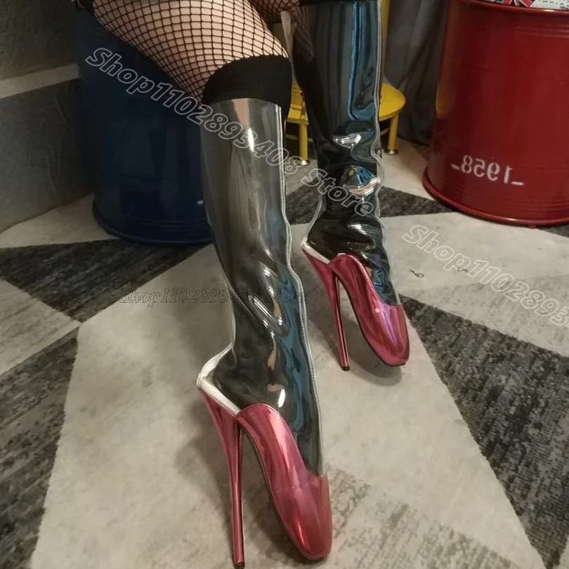 

Mixed Splicing Ballet Boots Stiletto Back Zipper Spring Stylish British Style Women Dance Sexy Boots 2025 Zapatos Para Mujere