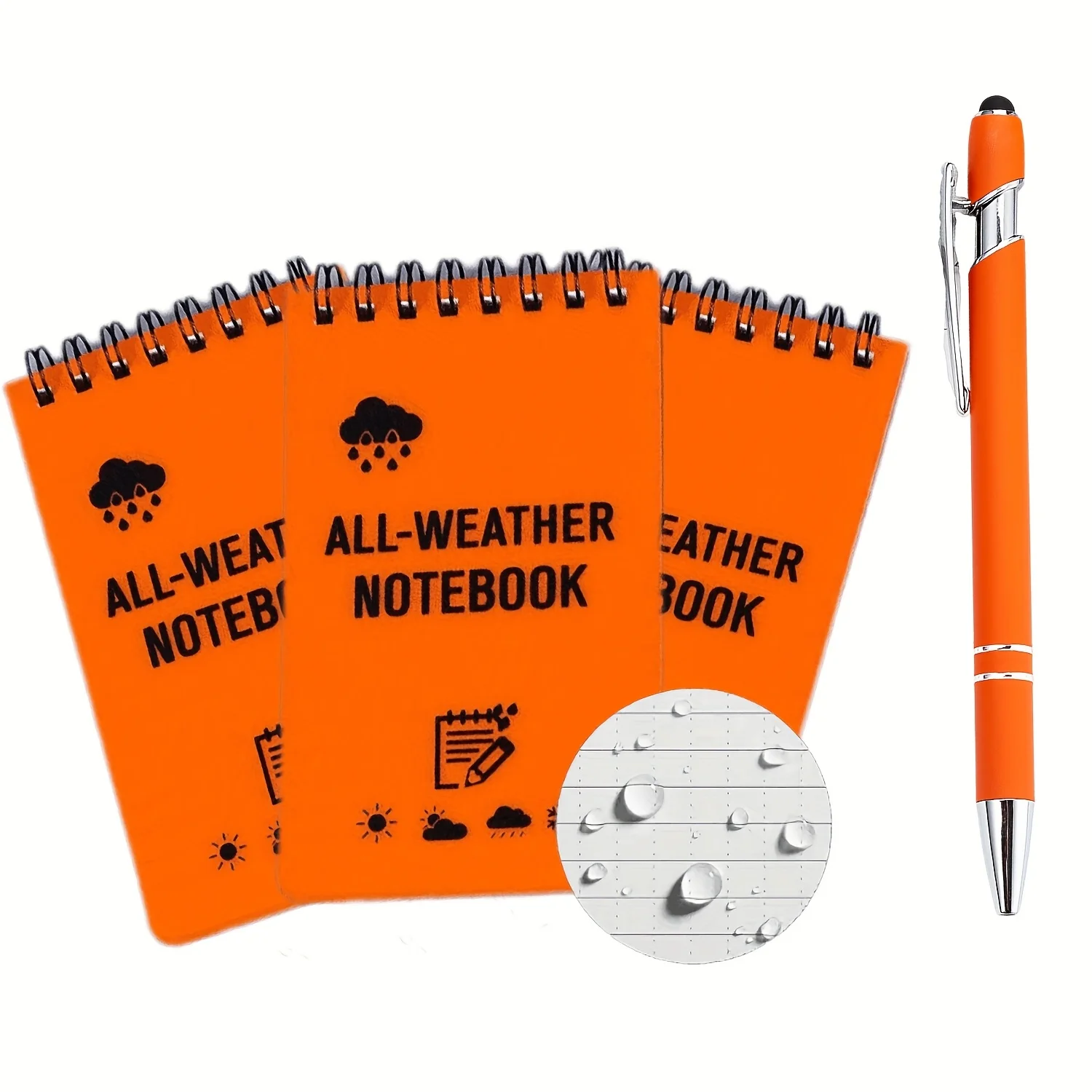 Portable Pocket Notebook 4pcs All Weather Outdoor Adventure Notebook Set With Pen Mini Notepad Notes Recording Camping Hiking