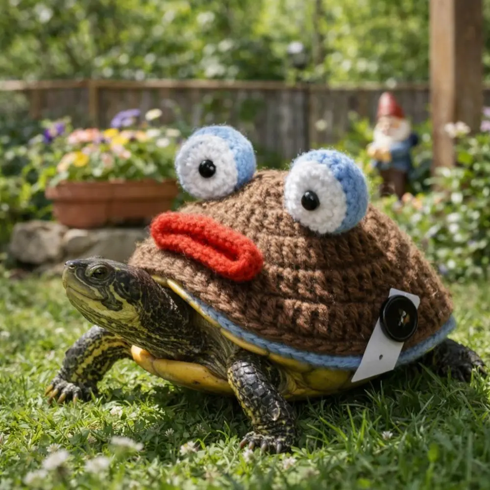 Warm Knitted Turtle Sweater Adjustable Strap Comfortable Fit Pet Tortoise Clothes Handmade Unique Small Animal Outfit view 3