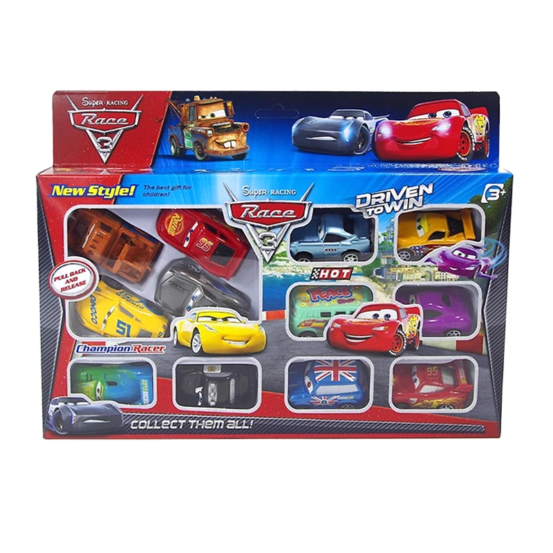 Hot Car 2 Toy Pull Back Disney Pixar Cars 3 Lightning McQueen Sheriff Jackson Storm Ramirez Mater Mini Set kids Birthday Gift 12