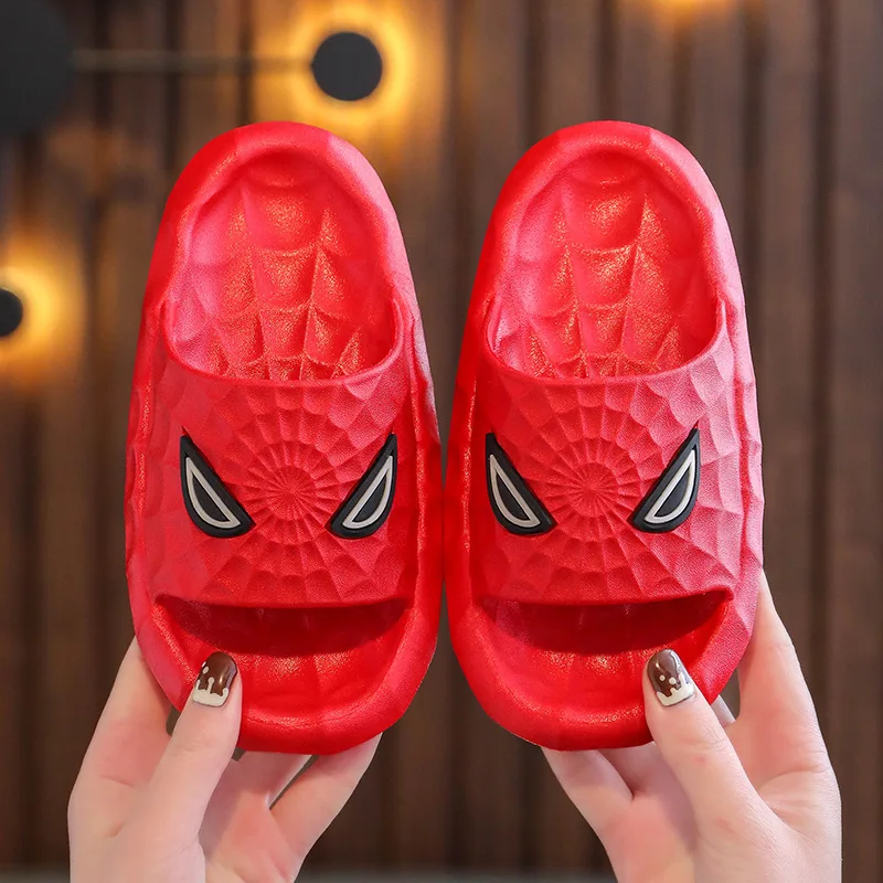 Disney Kids Slippers for Boys Summer Beach Indoor Slippers Cartoon Spiderman Home Soft Non-Slip Children Slippers Garden Shoes