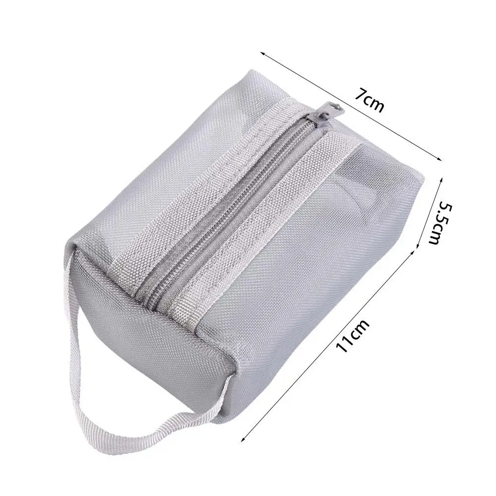 Bolsa de armazenamento de malha transparente portátil, bolsa de nylon com zíper, pequena bolsa de moedas, chave, cartão, bolsa cosmética transparente para meninas