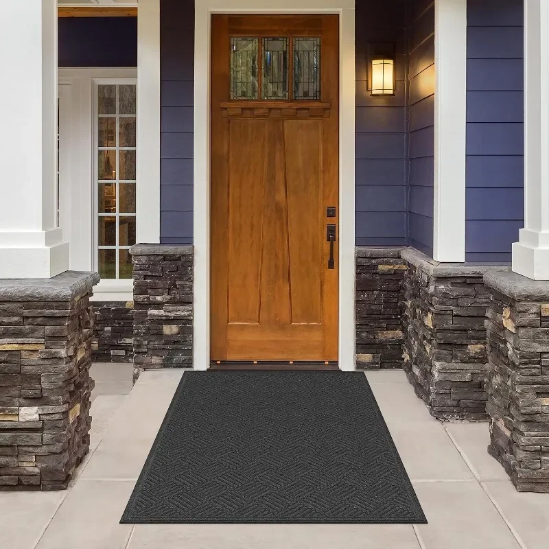 

Heavy Duty 4'x6' Outdoor Door Mat, Onyx Basketweave Design with Non-Slip Rubber Back, Durable for Garage & Porch