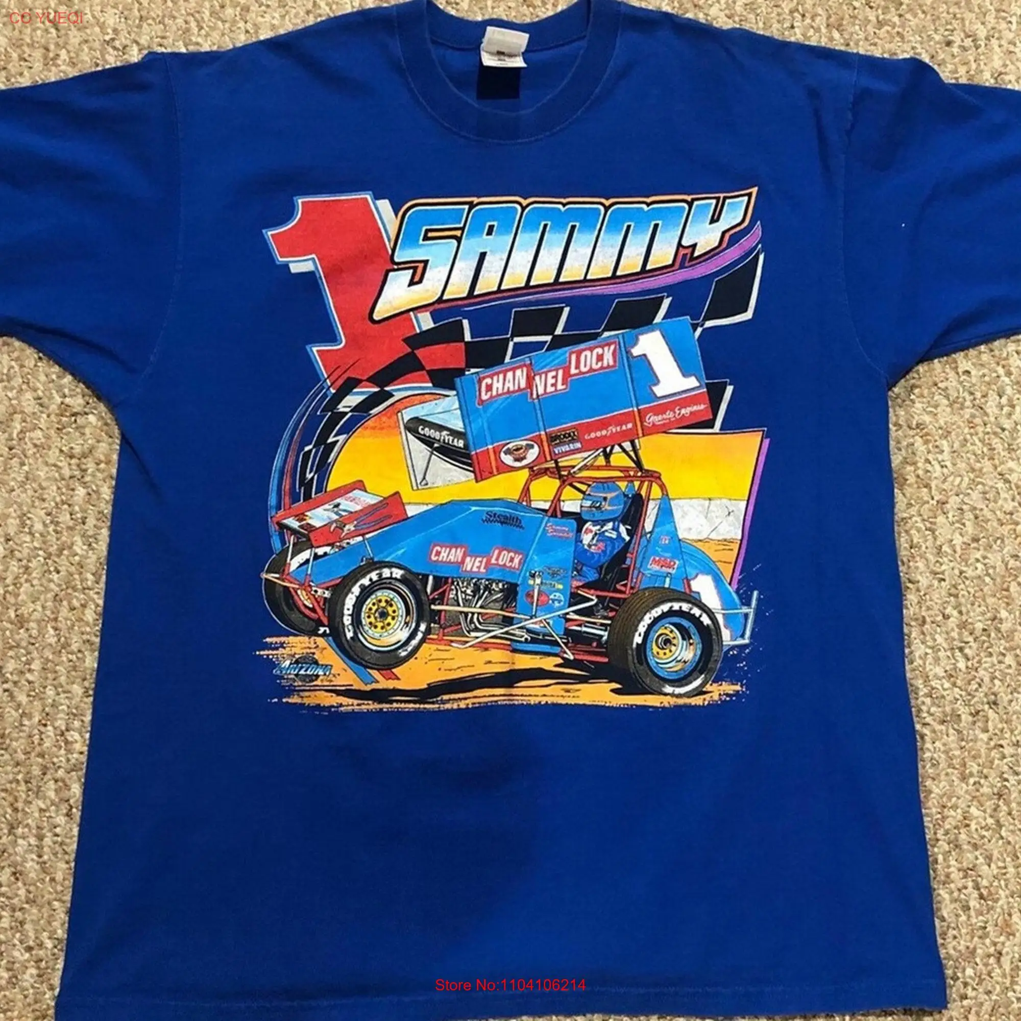 

Винтажная футболка с длинным или коротким рукавом для отца и матери Sammy Swindell Channellock Sprint Car 1998