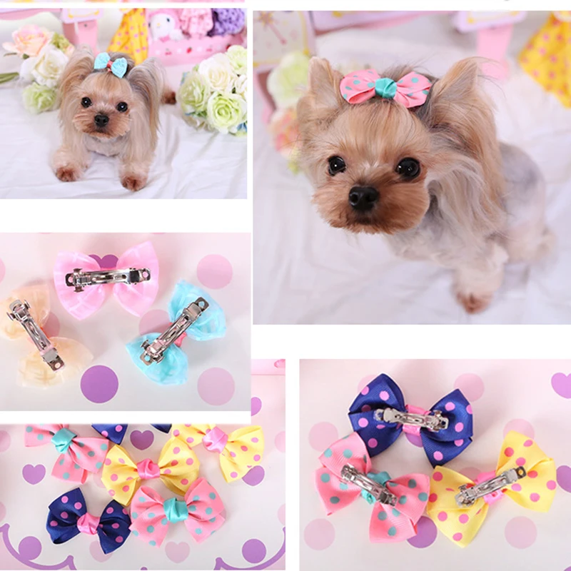 1PC Pet Puppy Dog Cat Hairpin Hair Bows Tie Dog Lace Hair Clips Pet Dog Grooming Pet Hair Accessories