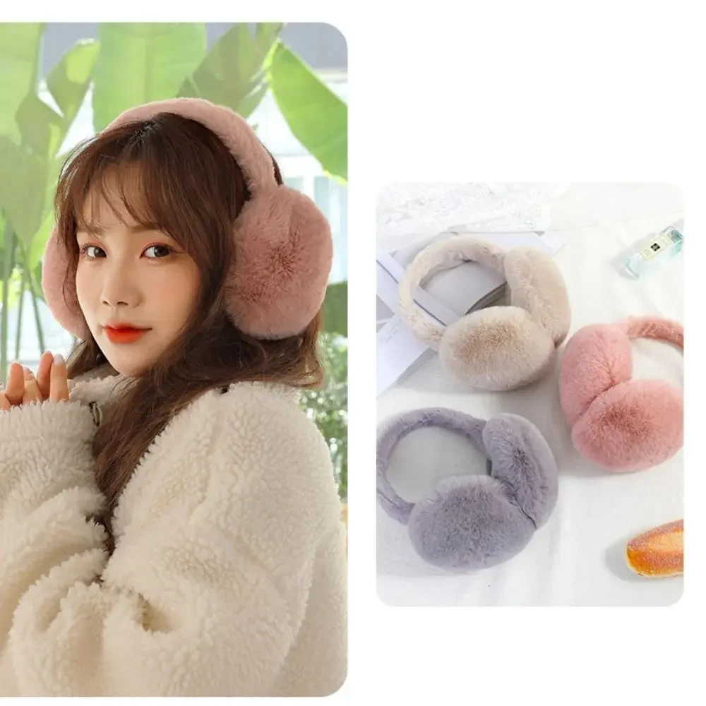 1PC Solid Color Soft Plush Ear Warmer Winter Warm Earmuffs Fashion Ear Cover Outdoor Cold Protection Ear-Muffs Folding Earflap