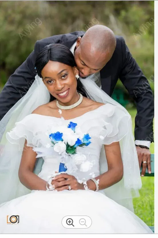 Superbe robe de mariée en Tulle à volants, épaules dénudées, sirène élégante, fleurs faites à la main, jardin