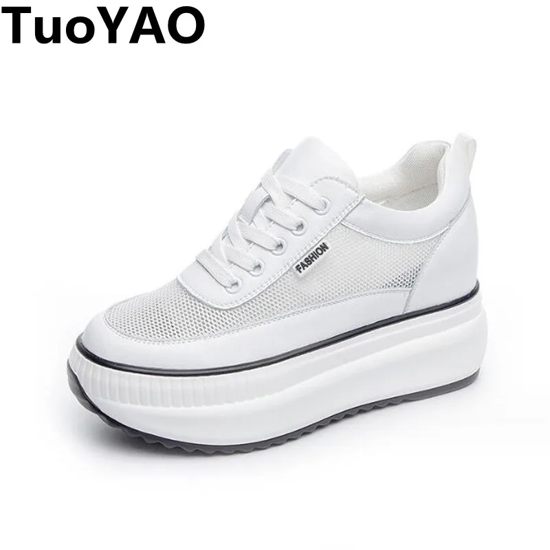 

8cm Platform Summer Spring Shoes White Black Hidden Heels Chunky Mesh Sneakers Fashion Casual Comfort Women Vulcanize Sports