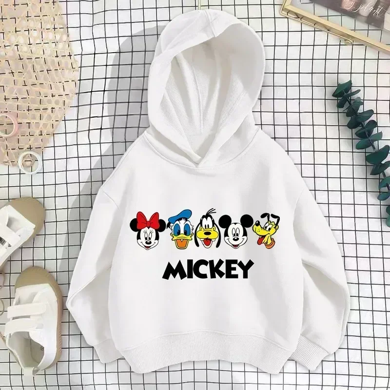 Wiosna Cartoon bluza z kapturem odzież dla dzieci chłopiec dziewczyna dziecko maluch Disney Minnie Mickey Mouse śliczne dzieci bluza z długim rękawem