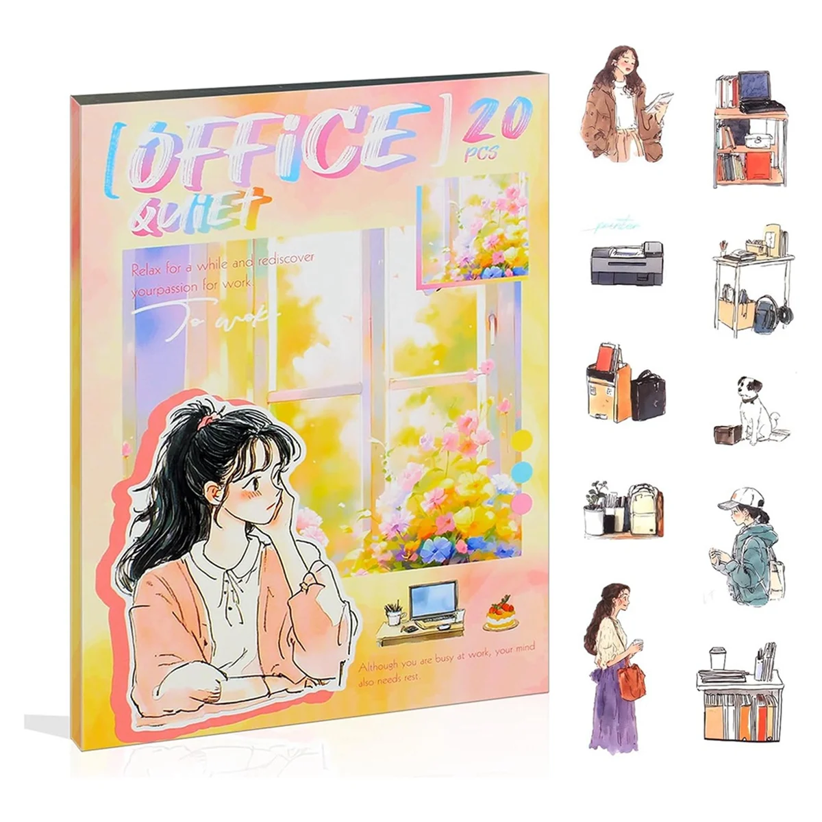ABXK 여성 저널 스티커 북, 저널링, 스크랩북킹, 정크 저널 용품 사무실 조용한 PET 사람 스티커