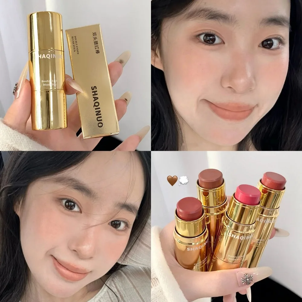 Double-ended Blush Stick Spons Zacht Gezicht Verhelderende Lage Verzadigde Blusher Crème Perzik Roze Wang Tint Koreaanse Make-Up Cosmetica