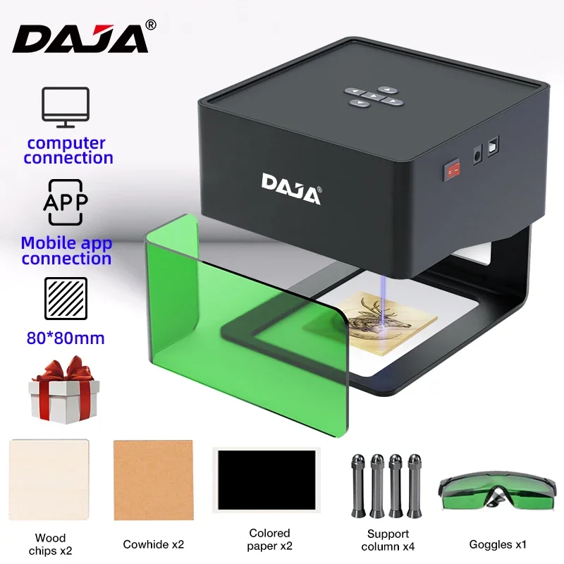 DAJA DJ6 Mini Portable Laser Carving Machine Bluetooth DIY Leather Wood Plastic Acrylic Fully Automatic Carving Machine