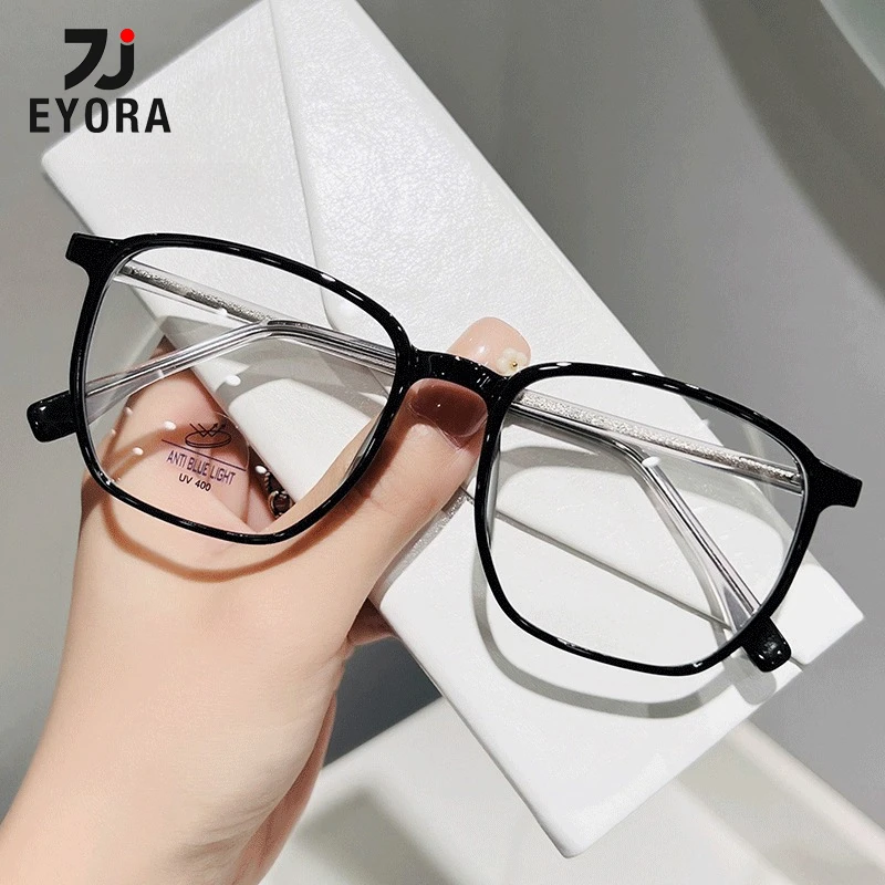 

EYORA Currents Square Full Rim Trendy Reading glasses Anti Blue Light Myopia and hyperopia Photochromic Prescription Eyewear