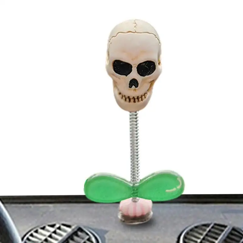 Skull Car Ornaments Swing Skeleton Auto Dashboard Ornaments Car Center Console Decor Spooky Car Accessories For Truck SUV Conver