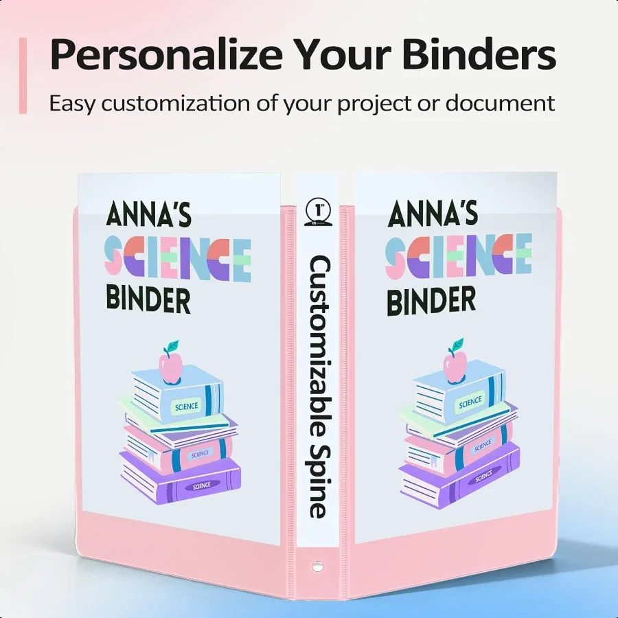 BinderX Extra Durable 3 Ring Binder Round Rings 1 Inch Binder Fits 175 Sheets of 8.5x11 Paper Customizable View Cover with Insi