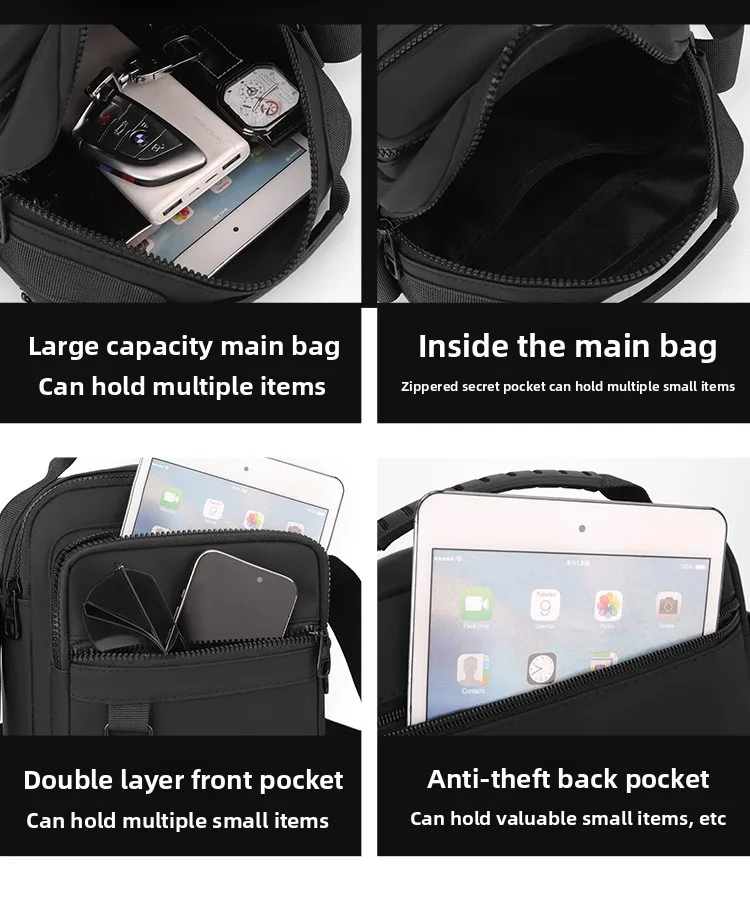 New Men's Casual Single-shoulder Bag, Casual and Fashionable Crossbody Bag, Large-capacity Multi-layer Water-resistant Handbag