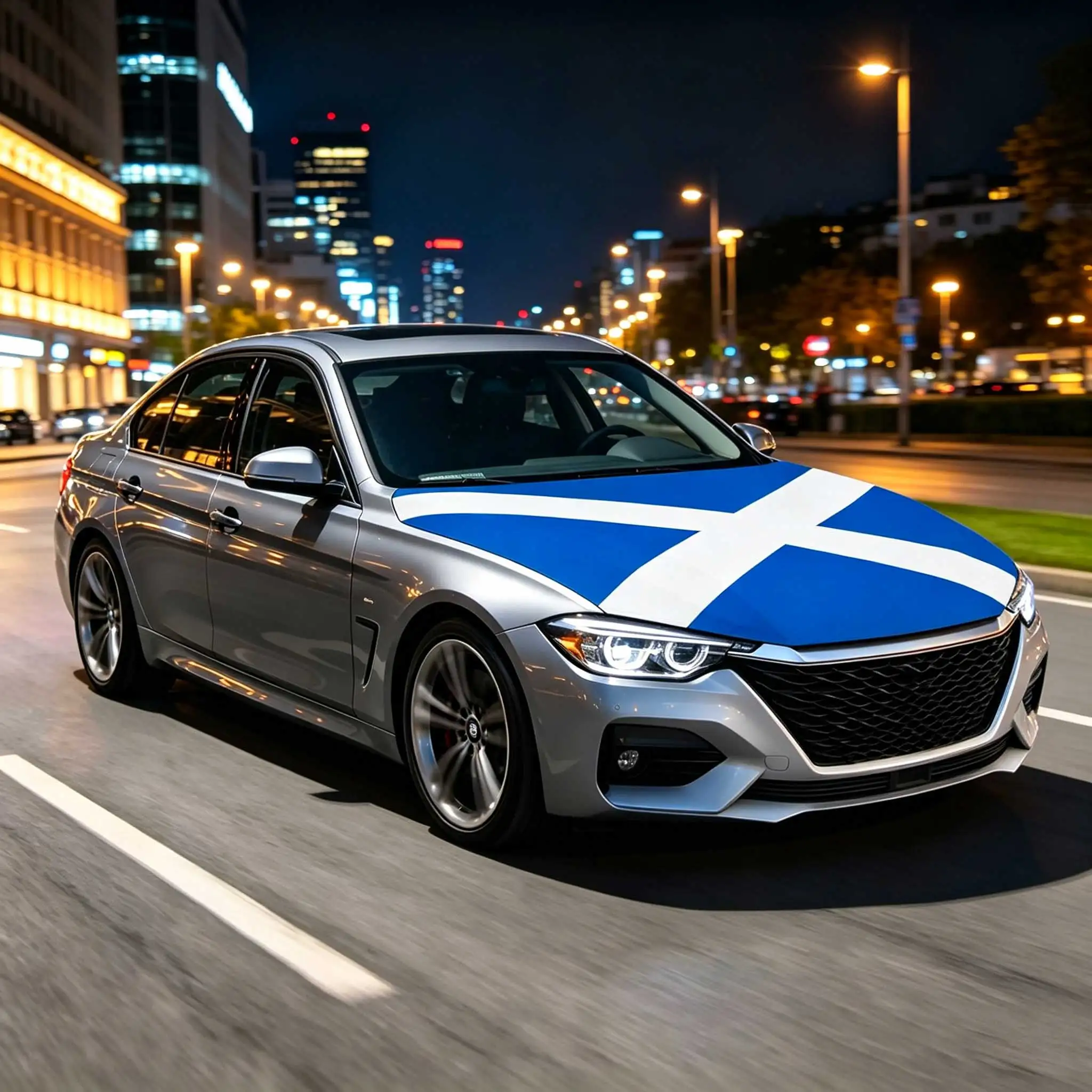 3.8x5.3fts National Scotland Flag Banner Car Hood Cover Flag Elastic Fabrics Engine Cover For Decoration