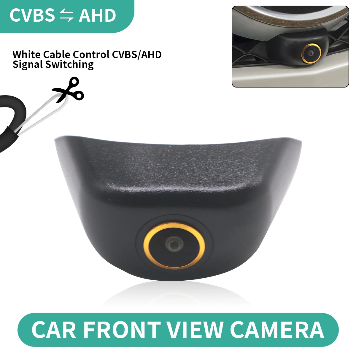 Câmera frontal CCD AHD para Mercedes Benz Classe M, ML, GL, GLE W166, GLS X166 com visão noturna e montagem na grade frontal.
