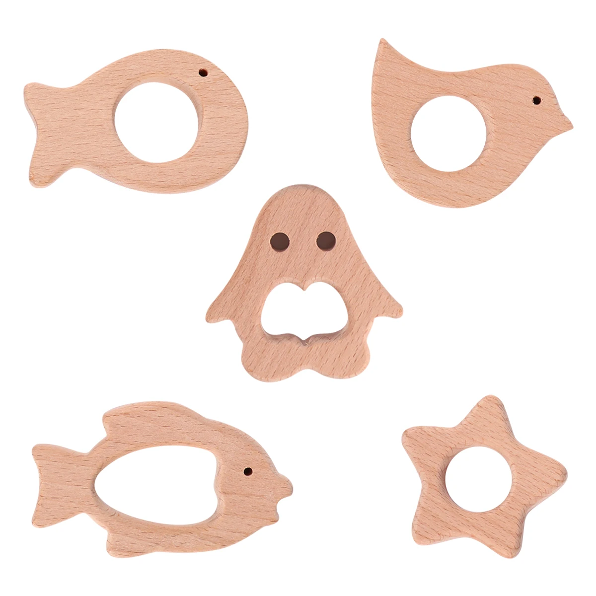 5 قطعة التسنين الخشبية للأطفال الخشب الطبيعي الحيوان التسنين لتخفيف الآلام الرضع طفل التعليمية مضغ الخشب التسنين #3