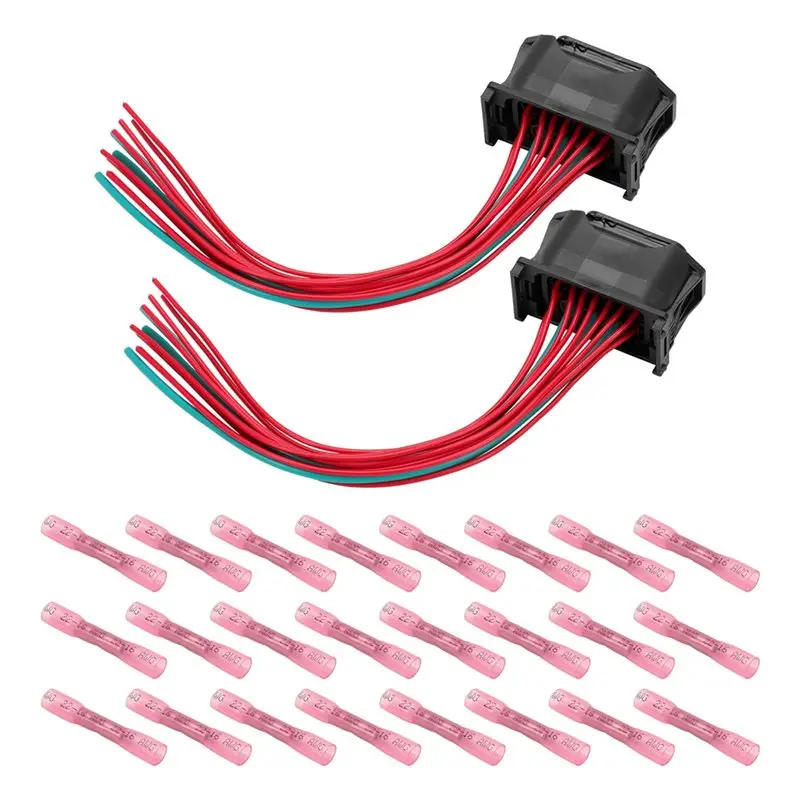 AS57-For BMW E60 G30 E63 F20 F30 E87 Car Headlight Wiring Harness- 2 Pcs 12 Pin 15Cm With 24 Terminals(6925638 61132359991)