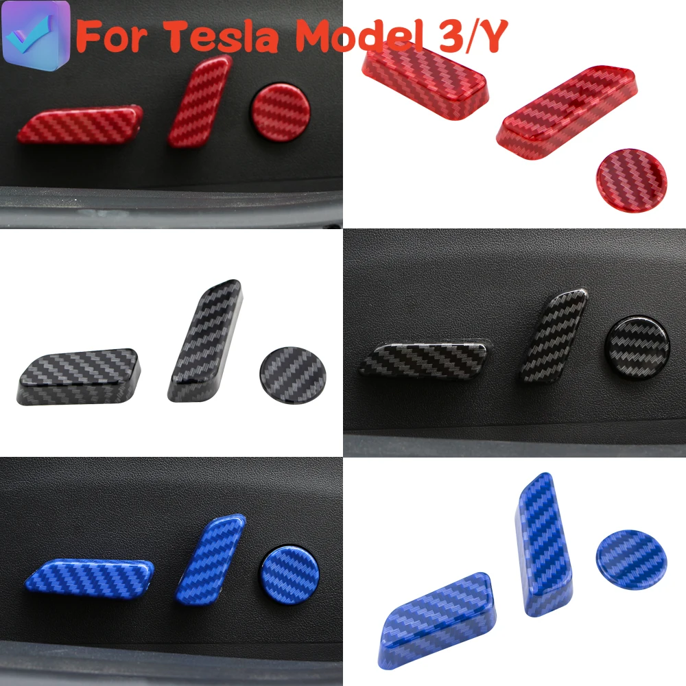 ABS Chrome Car Seat Adjustment Knob Button Switch Trim for Tesla Model 3 Y Model3 ModelY 2017 - 2022 Cover Accessories 6pcs