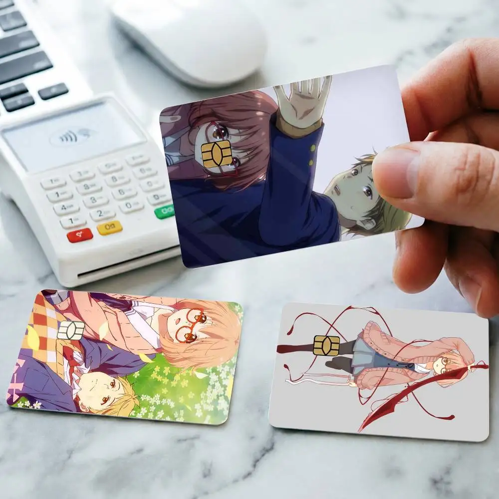 A-Anime Beyond the Boundary Credit Card HD Stickers Small Chip Waterproof Sticker Game Card Decal Gift