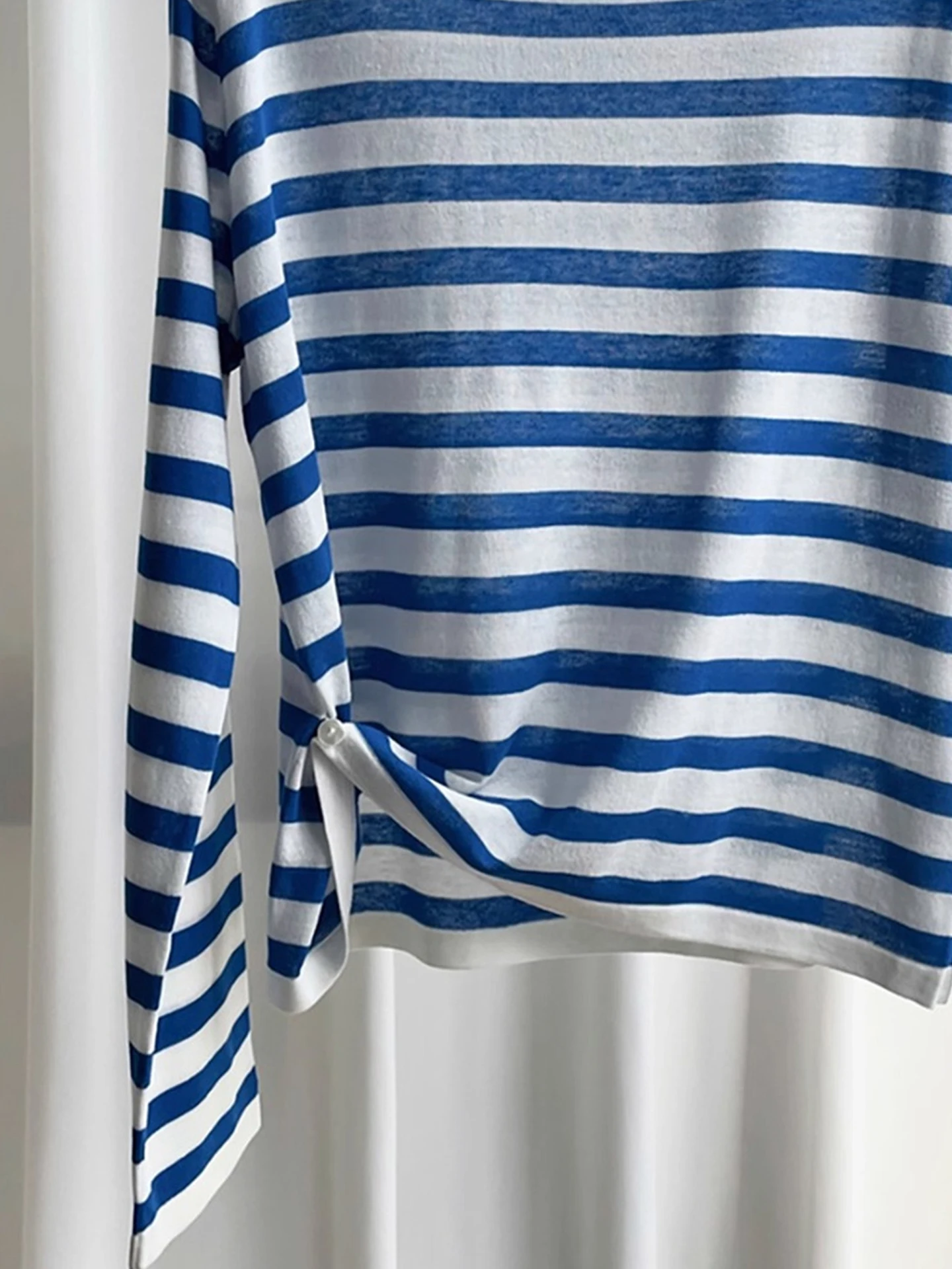 

Sun Protection Knitted Long Sve round Ne Striped Color Blo Women's Casual Top Faionable Versatile Summer T-irt