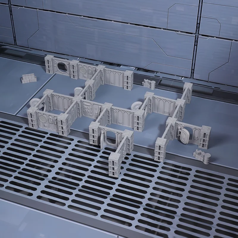 Sci-Fi Walls Defensive Terrain Set, Modular DIY Building Kit For RPG Tabletop Games