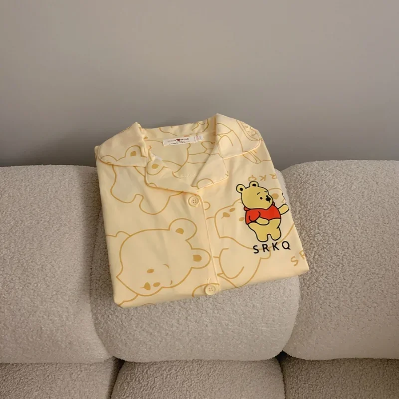 Disney Winnie the Pooh autumn cotton long-sleeved trousers two-piece set new women\'s pajamas cartoon cardigan loungewear set