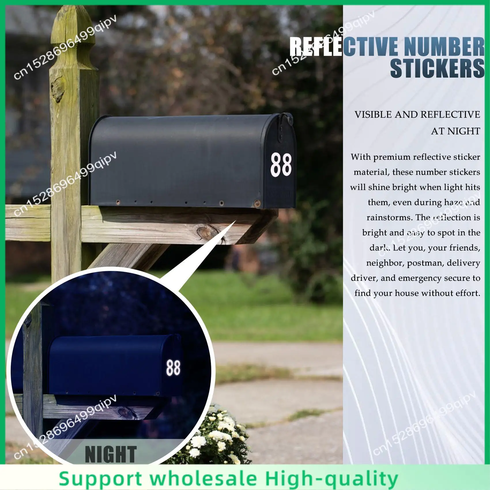 ABSF Mailbox Numbers For Outside, 10 Sets 0-9 Reflective Number Stickers With Sticky Tab For Easy Backing Separation (2 Inch)