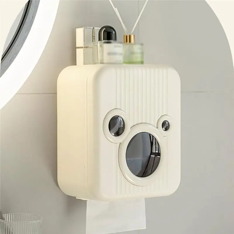 BMBY-Toilet Paper Roll Box, Toile Paper Dispenser Box, Punch-Free Suction Toilet Tissue Box For Bathroom
