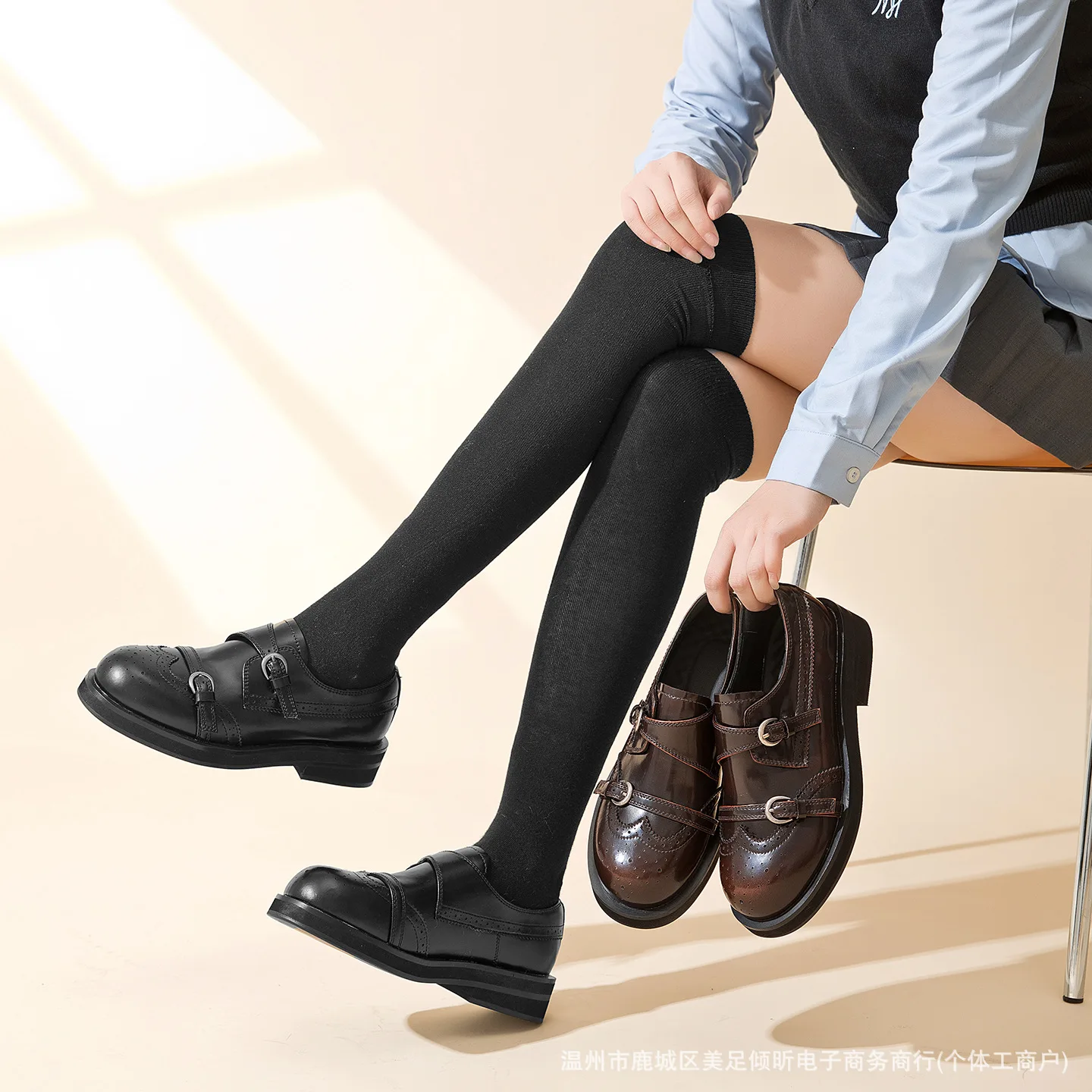 Oxford Shoes Brogue - Retro Brogue Double Strap Shoes For