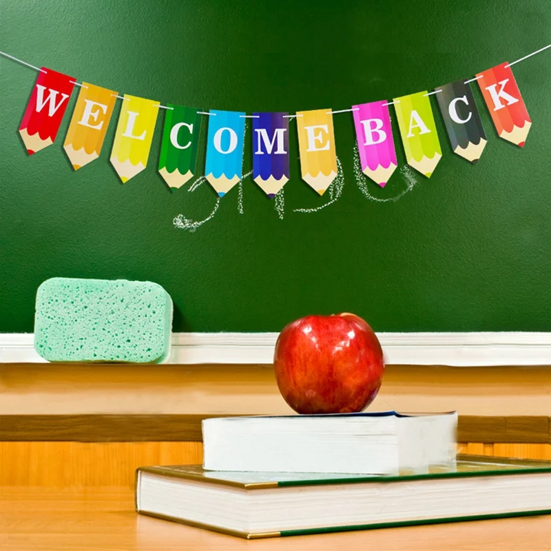 Welcome Backe Pencil Letter Banner For The Opening Season Classroom Decoration Back To School Decoration