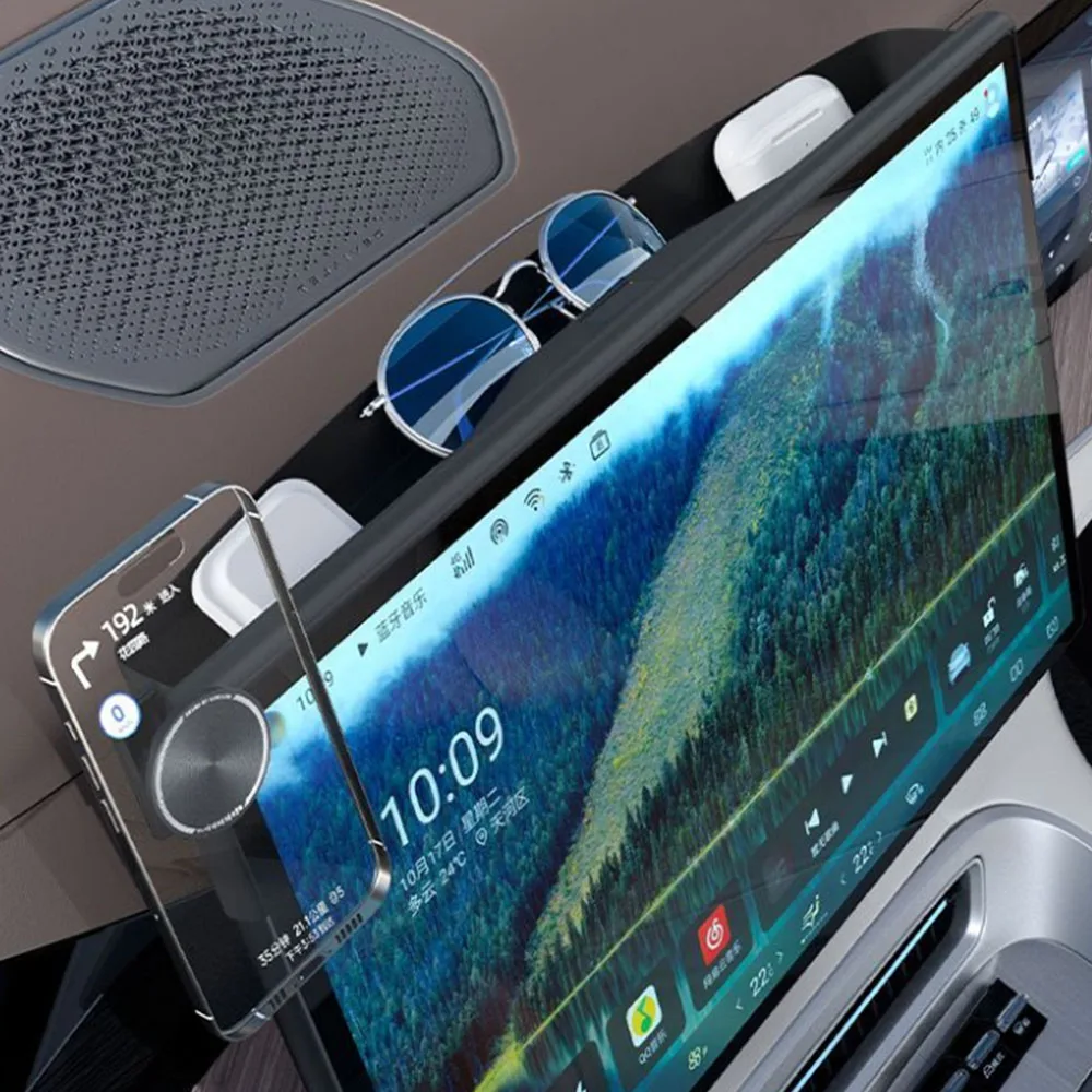 For DENZA N9 Car Phone Holder Central Control Screen Rear Storage Box Anti Shake Magnetic Navigation Bracket Modified