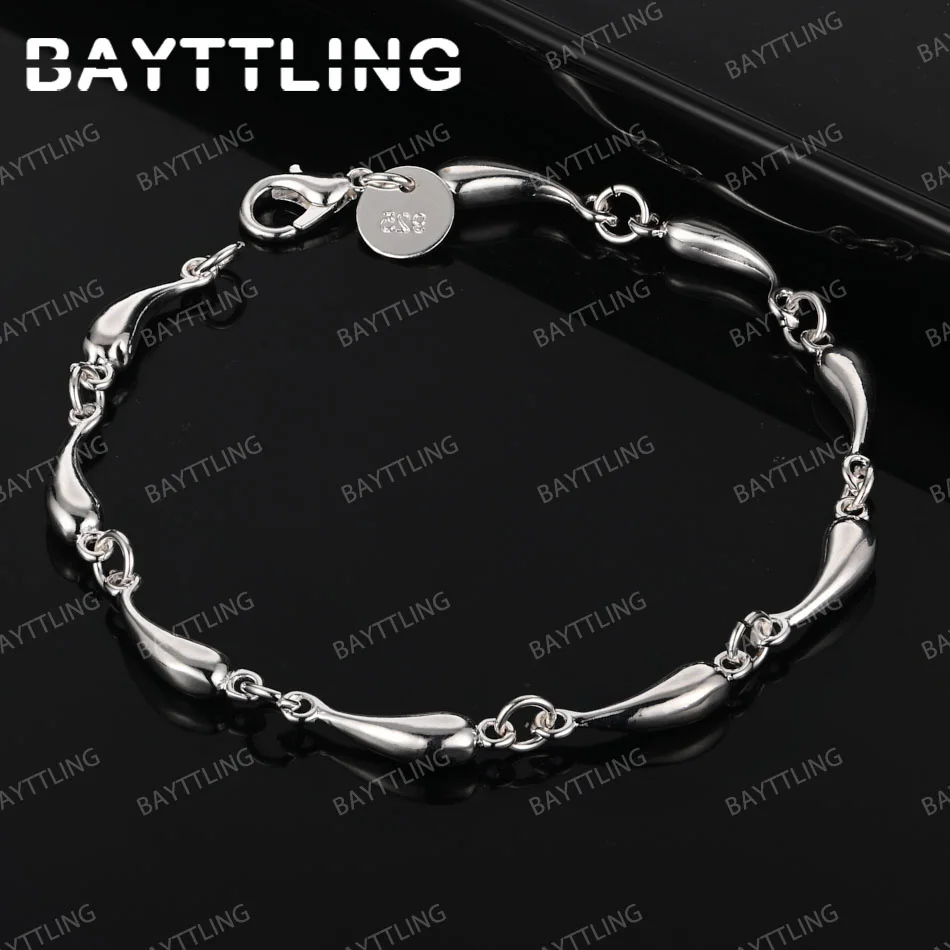 

Fashion 925 Sterling Silver 8 Inches Drop Chain Bracelet Women Wedding Charm Jewelry Party Accessories