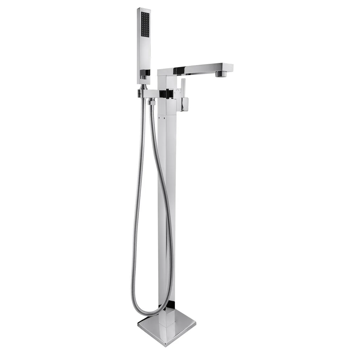 

All-copper vertical floor-to-ceiling bathtub faucet, cylinder-side hot and cold water outlet