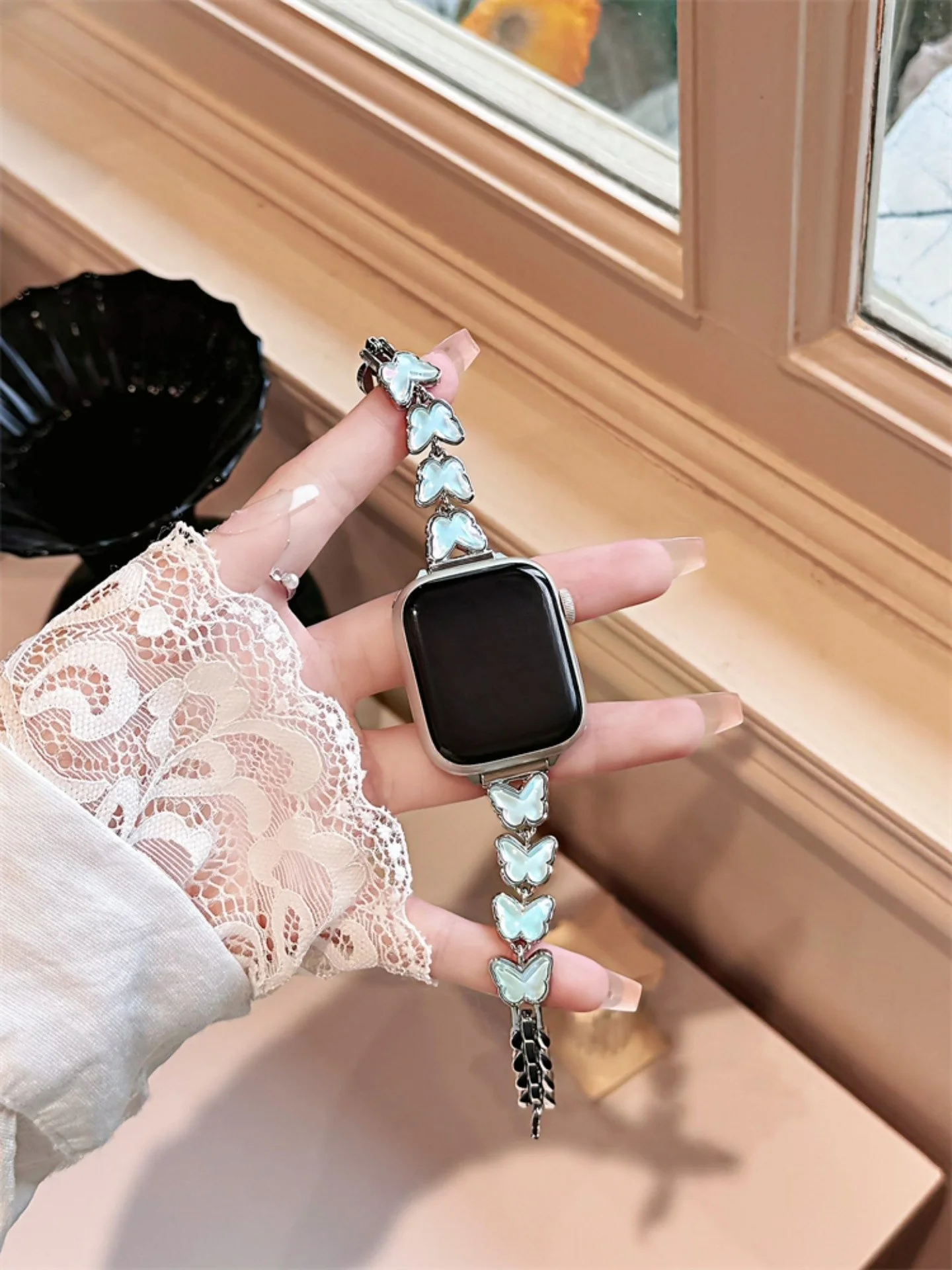 

Compatible with iWatch strap 38mm 40mm 41mm 42mm 44mm 45mm 49mm temperament gradient butterfly fashion handmade strap