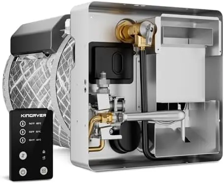 

KINGRVER 6 Gal RV Hybrid Water Heater – Electric & Gas, Fast Heating, , Porcelain-Lined Tank