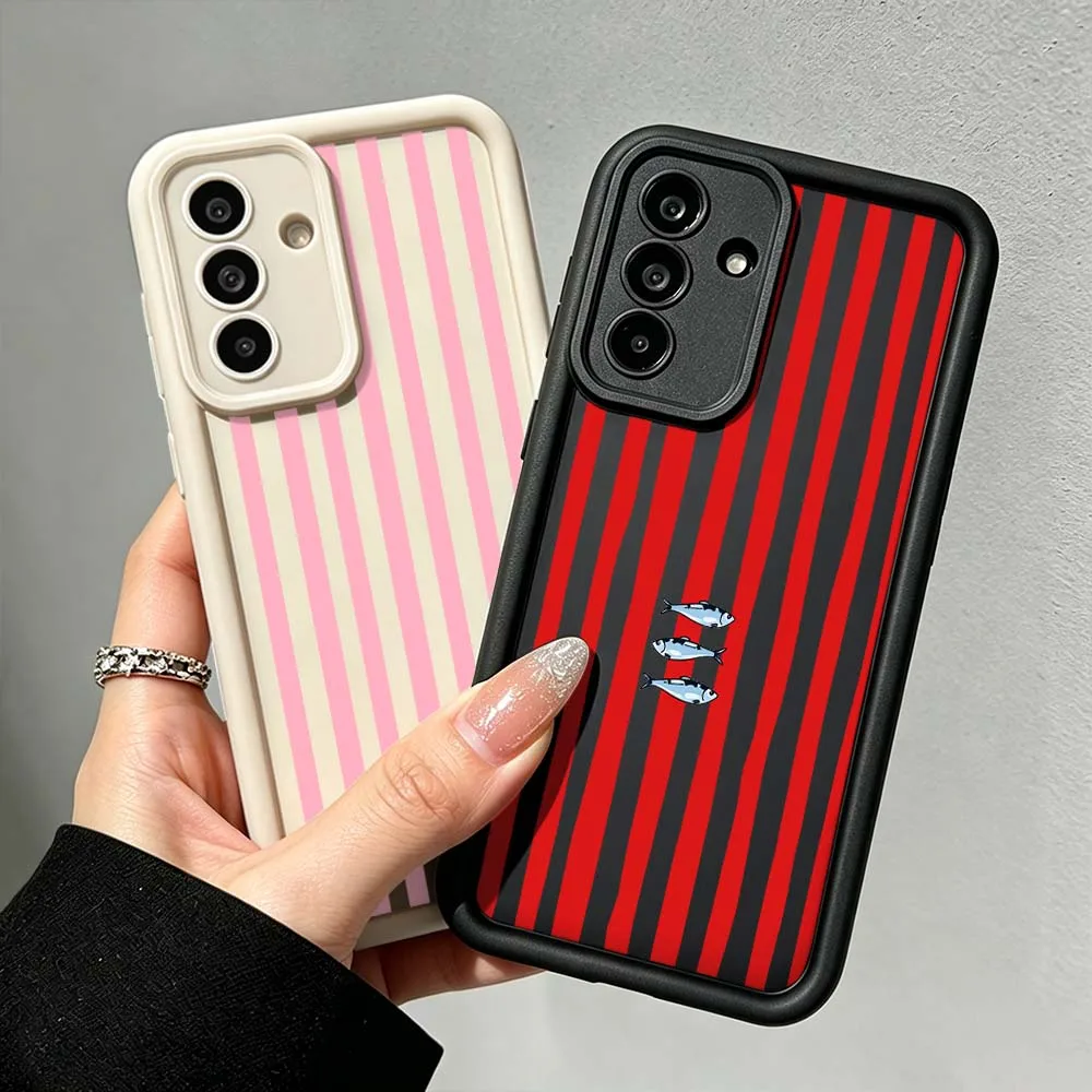 Striped Art Fish Pattern Cover For Samsung Galaxy A71 A57 A56 A55 A54 A53 A52s A51 A40 A17 A16 A06 Eye Ladder Phone Case