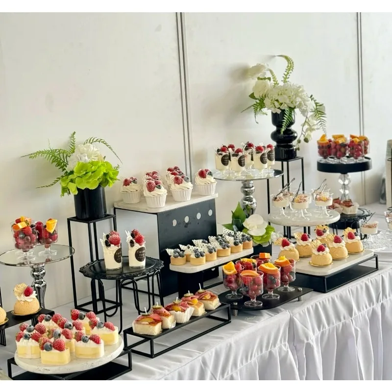 Black Tea Break Dessert Table Display Stand Silver