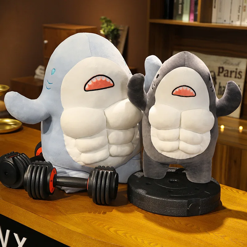 45/35CM Muscle Shark Plush Toys Stuffed Ocean Whale Fish Stuffed Animals Soft Plushie Pillow Dolls Kid Adult Birthday Gift