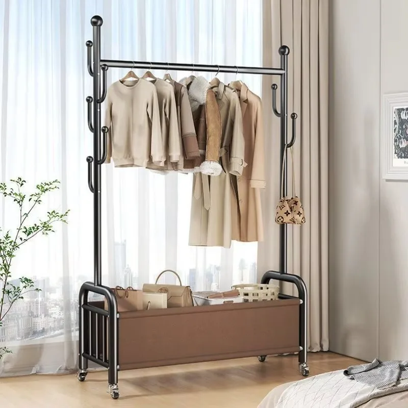 Multi-Functional Iron Coat Rack Modern Portable Floor-Standing Heavy Duty Construction Space-Saving Bathroom Living Room Bedroom