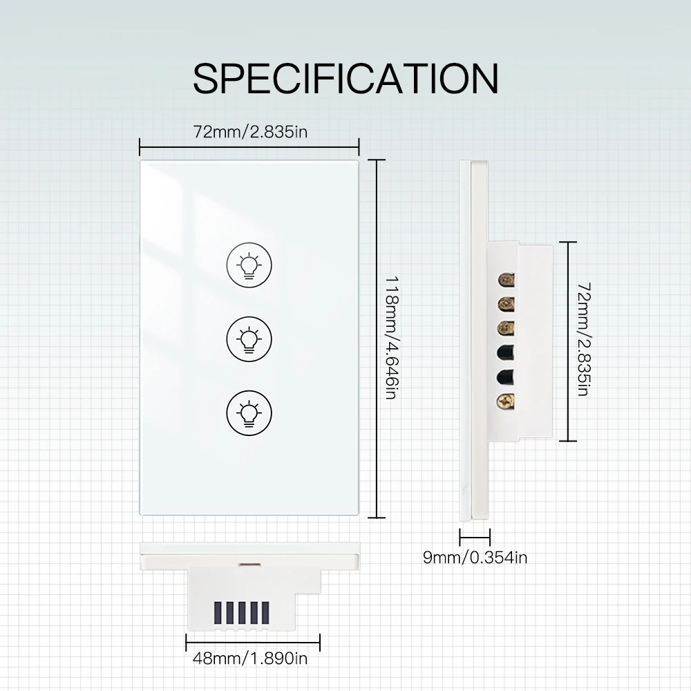 US 1/2/3 Gang Tuya WiFi Smart Dimmers Switch LED Light Brightness Adjustment Wall Touch Control Switch Voice dla Alexa Google