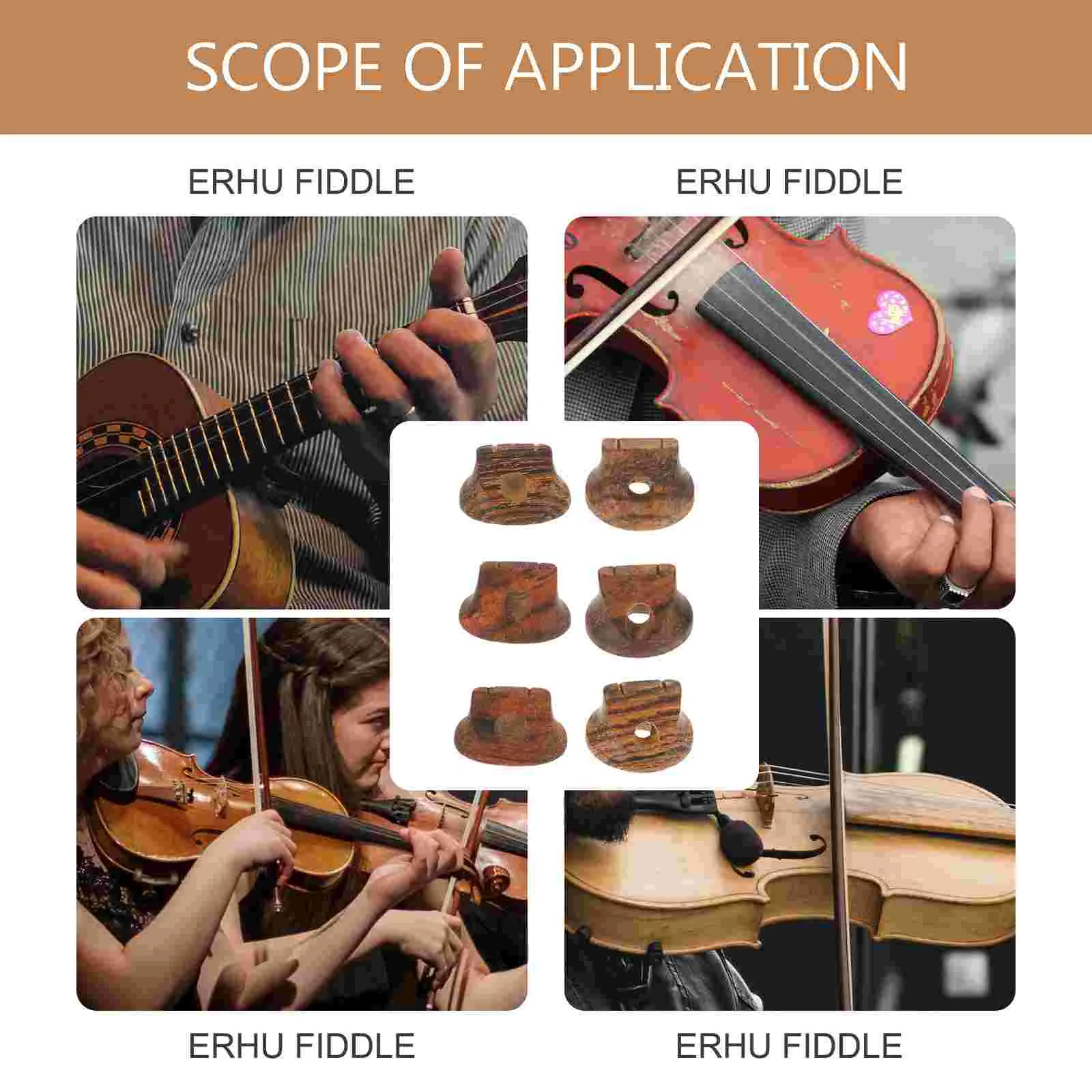 6 Pcs Erhu String Code Durable Bridges Wooden Musical Instruments Parts Reusable Major Tiger Ebony Tools