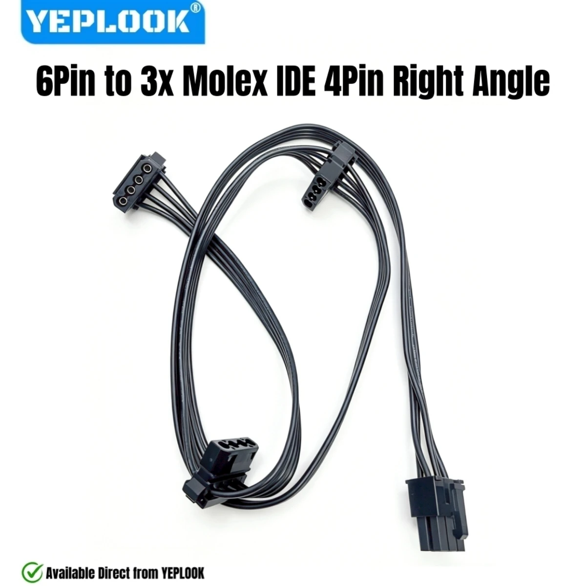 

YEPLOOK 6Pin to 3 Molex Angled, IDE 4Pin Power Cable for Corsair RM850, RM750, RM650, RM550, RM450 RM GOLD (2021) Modular Powers