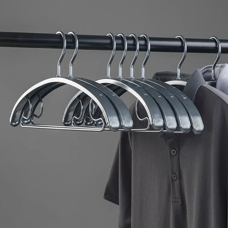 

Ins Home Organizer Gray Clothes Hangers Wardrobe Storage Rack Anti-slip Durable Aluminum Alloy Drying Racks Width Coat Hangers