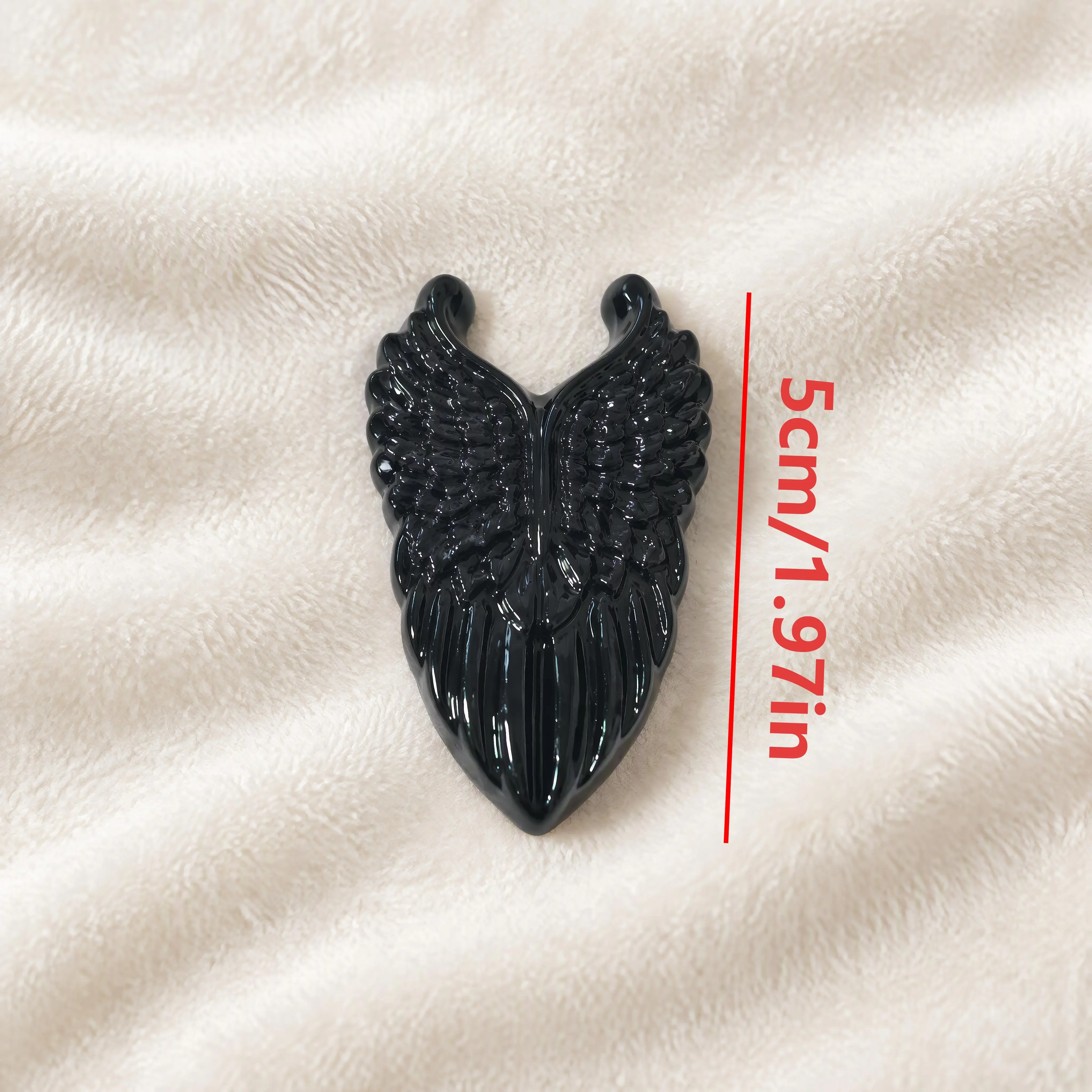 random pattern machine carved black obsidian double wings carving natural stone winged ornament crystal figurine home Halloween